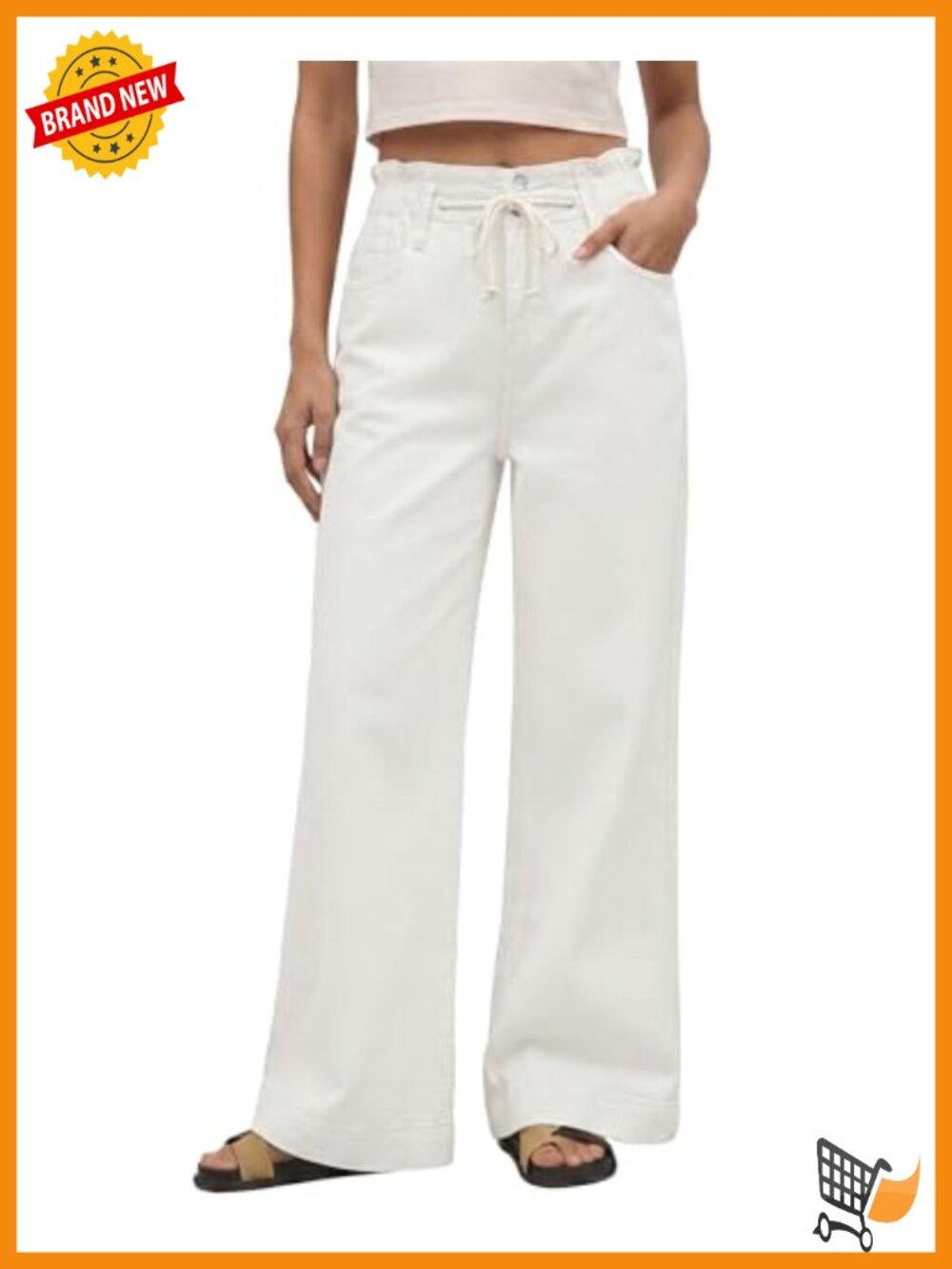 Wide Leg High Waisted Stretch Jeans Elastic Waist Bell Bottom Baggy Pants